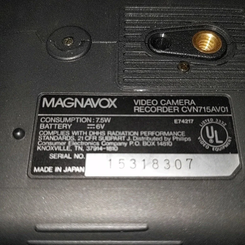 VTG 1992 Magnavox EasyCam CVN715AV01 8mm Camcorder Video Camera Bag Strap Parts